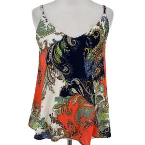 Abbeline Women's Paisley V-Neck Tank Top Blouse Size XS